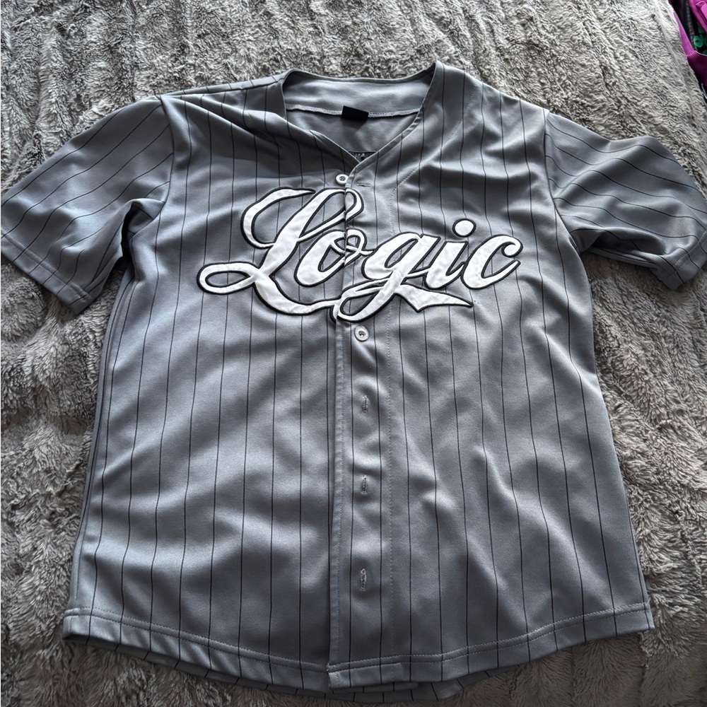 Logic the incredible true story Gray Pinstripe Baseball Jersey 301 size medium